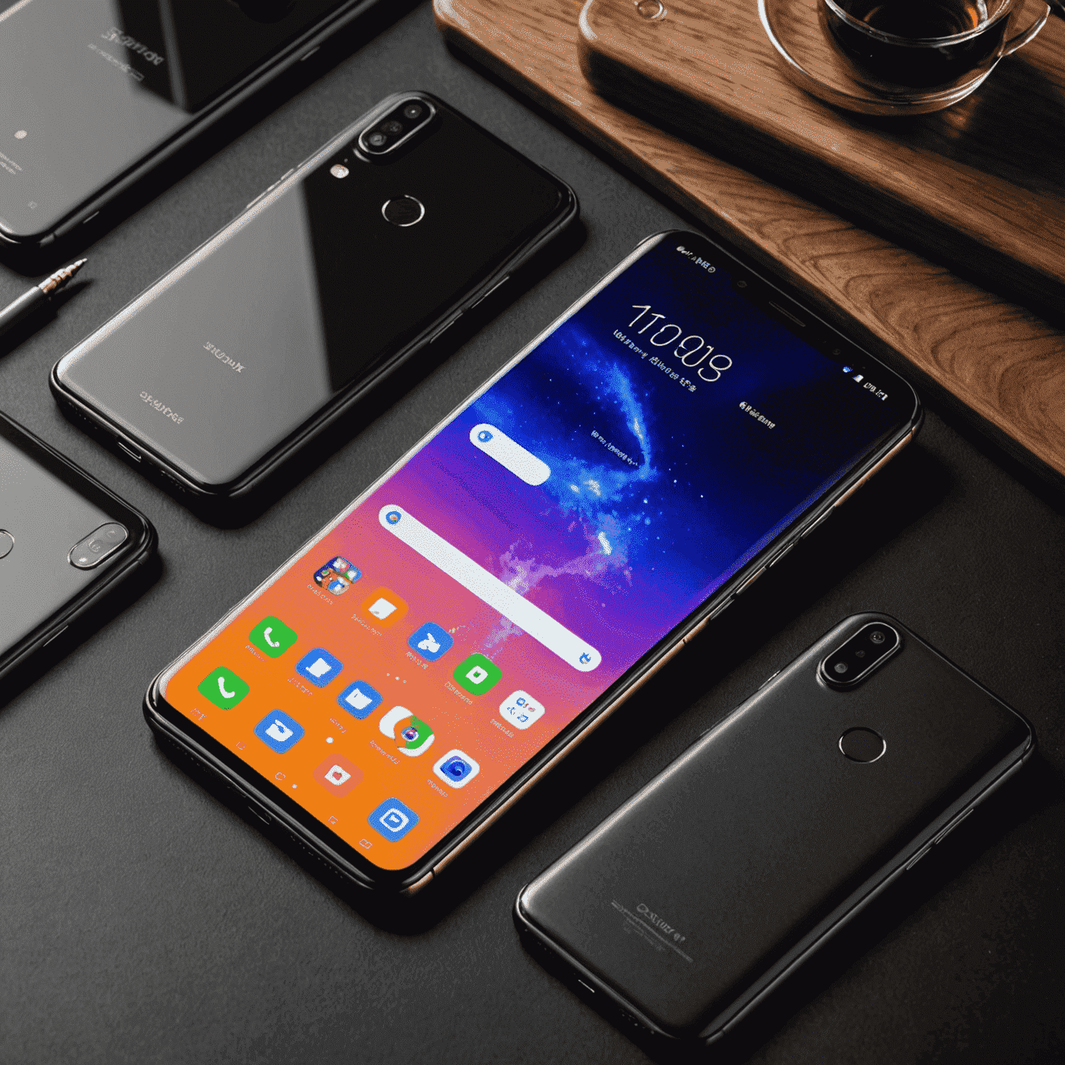 A lineup of the latest smartphone models from various manufacturers, showcasing sleek designs and advanced features