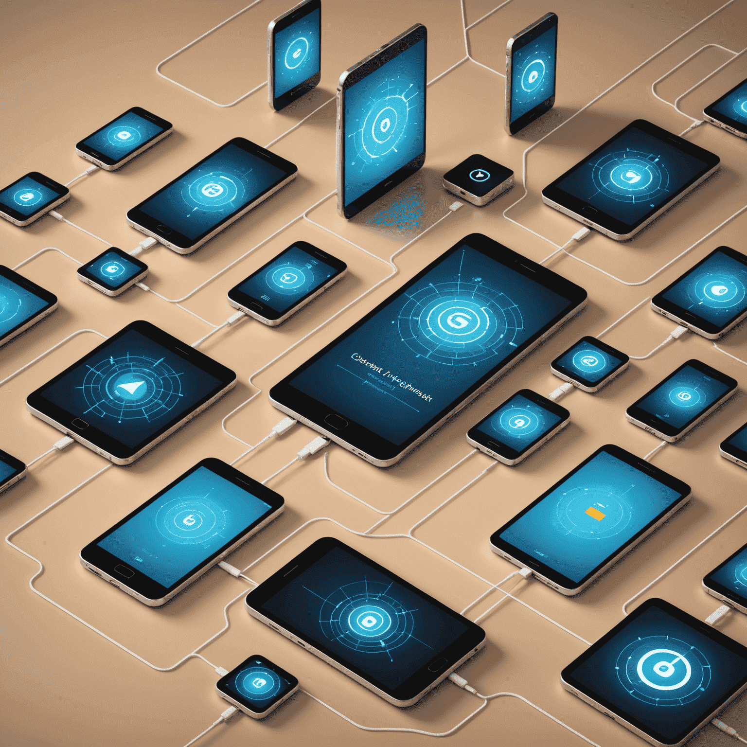 Illustration showing various mobile devices connected to a high-speed network, with data icons and speed indicators floating around them. The image conveys the idea of fast, reliable internet connectivity for smartphones, tablets, and laptops.