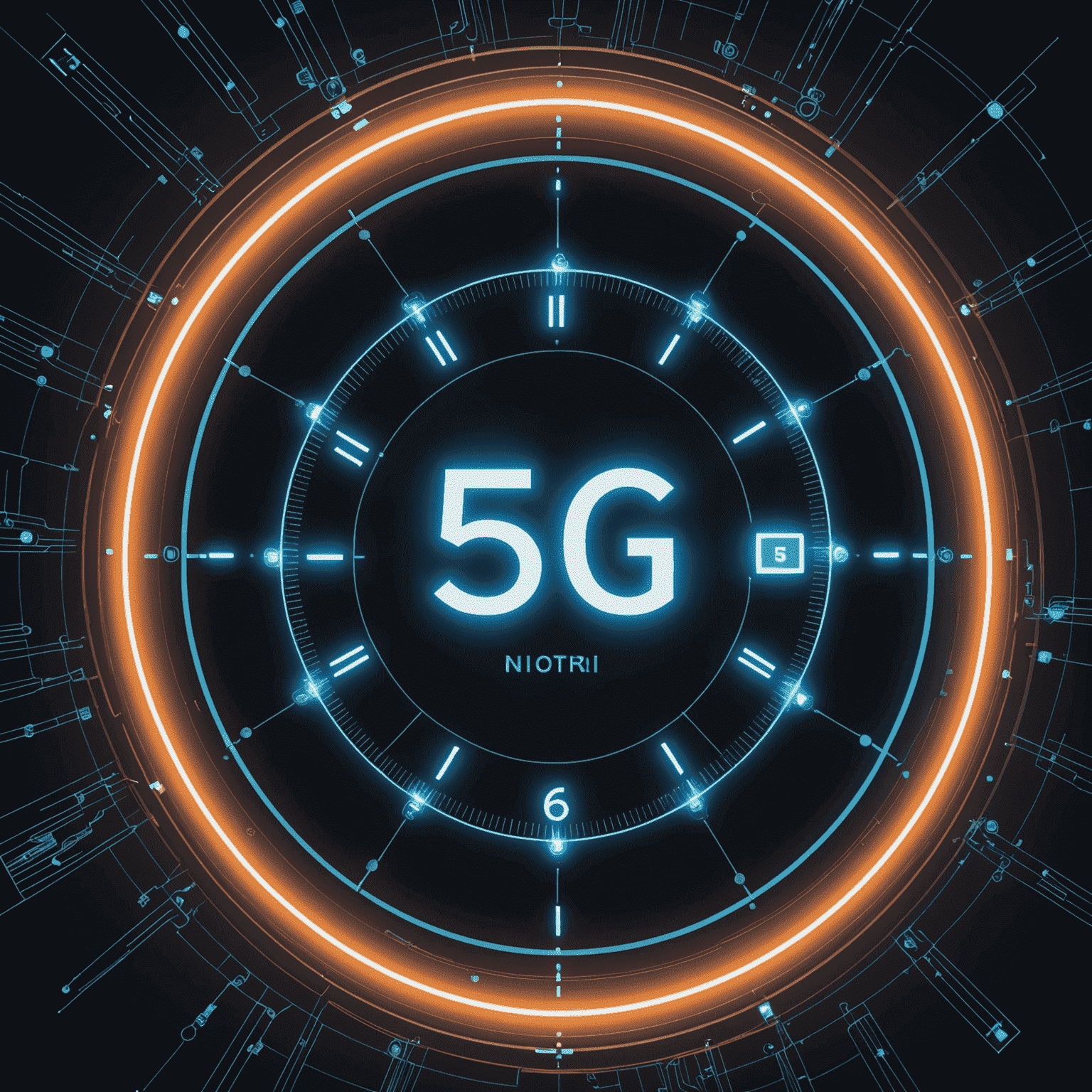 Visual representation of 5G network with connected devices and speed indicators